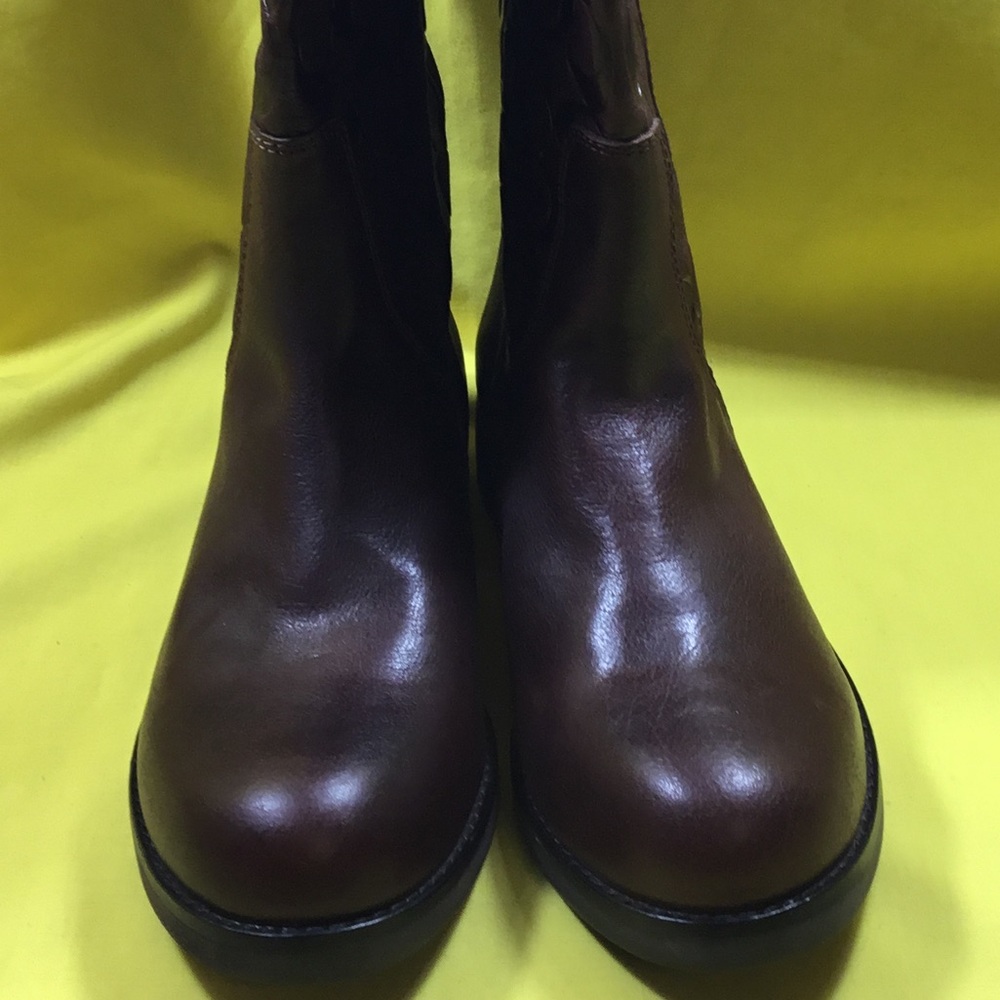 Coach Brown Leather Valentine Mid-Calf Logo-Embossed Boot with Gold-Zip SZ 8 - Picture 15 of 16